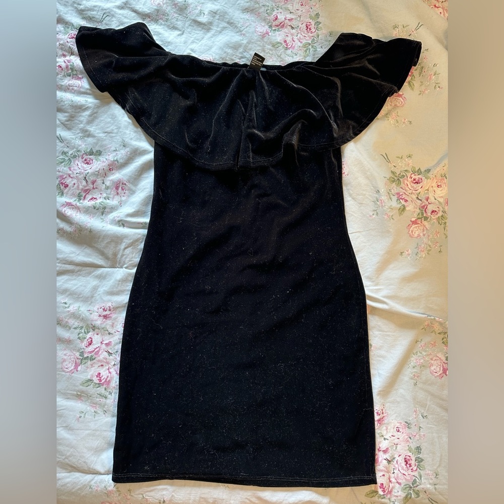 Strapless black dress
